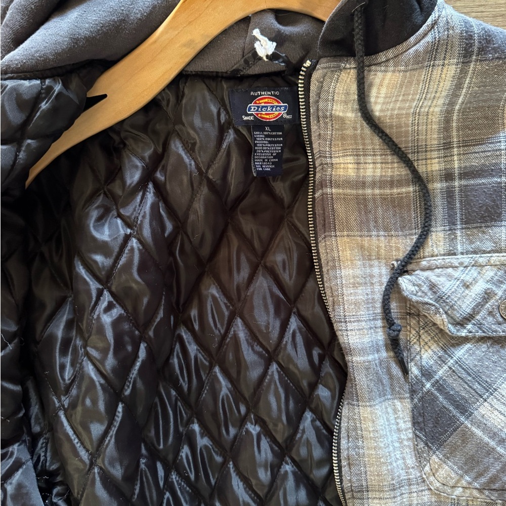 Dickies Men's Plaid Shirt Jacket - Gray and Black
